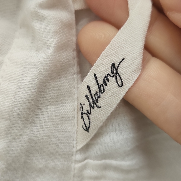 Billabong white sheer cover up shirt long sleeve button down collar beach pool - Picture 2 of 6